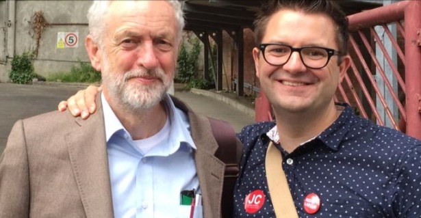 Jeremy Corbyn with Newcastle councillor David Stockdale